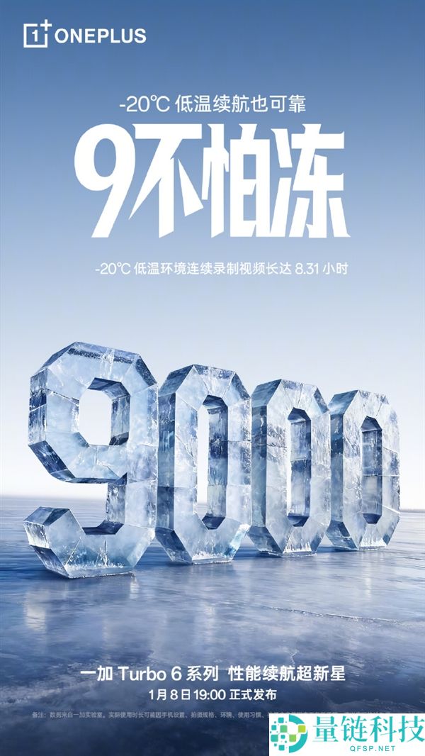一加Turbo 6全系搭载9000mAh电池：连刷22小时短视频、-20℃不怕冻