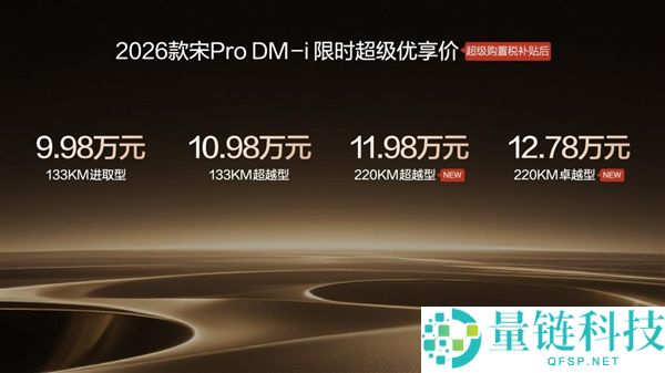 220km 纯电续航接近翻倍,比亚迪2026款宋Pro DM-i长续航上市:11.98万起