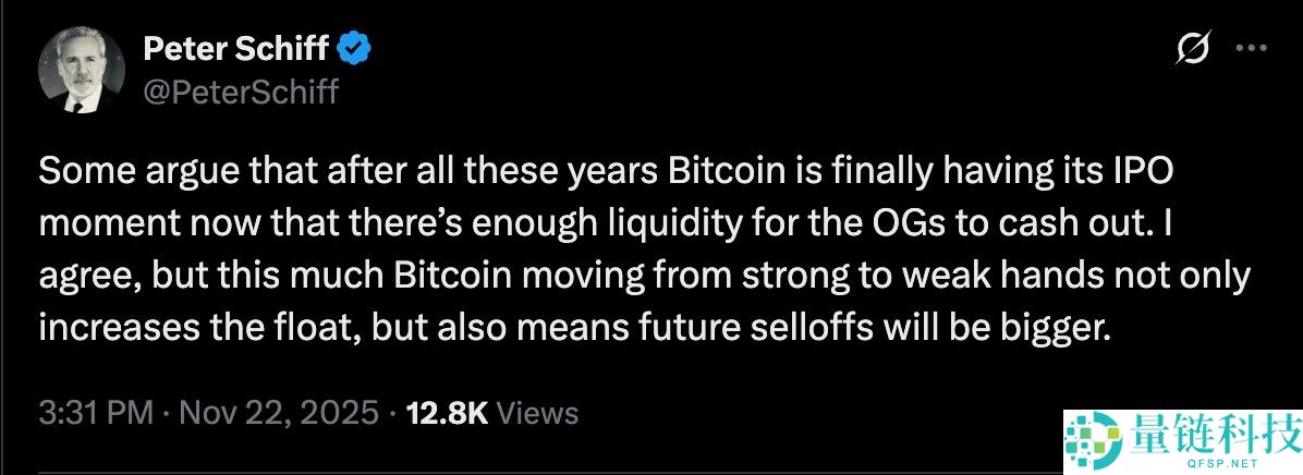 比特币（BTC）老手向“弱势”投资者出售将加剧抛售：彼得·施 iff