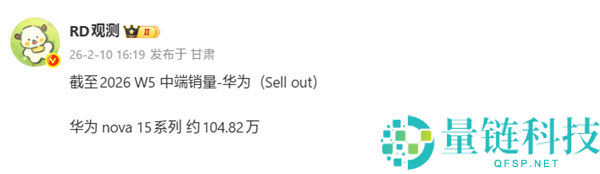 麒麟9系加持系列最强,华为nova 15系列累计销量破百万台