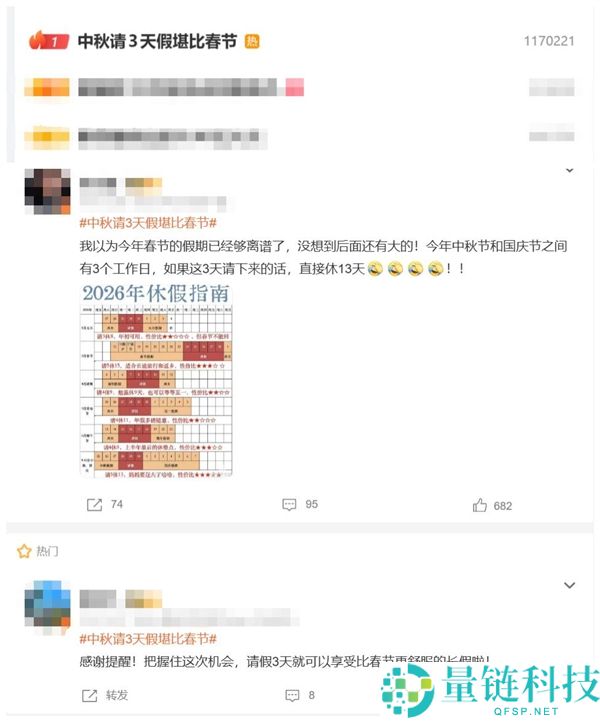 热搜第一,中秋请3天假堪比春节：能连休13天