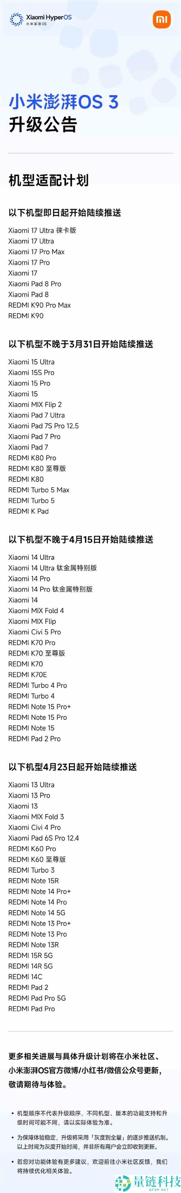 小米磅礴OS 3最新晋级今起推送 iPhone短信来电双向同步、兼容AirPods