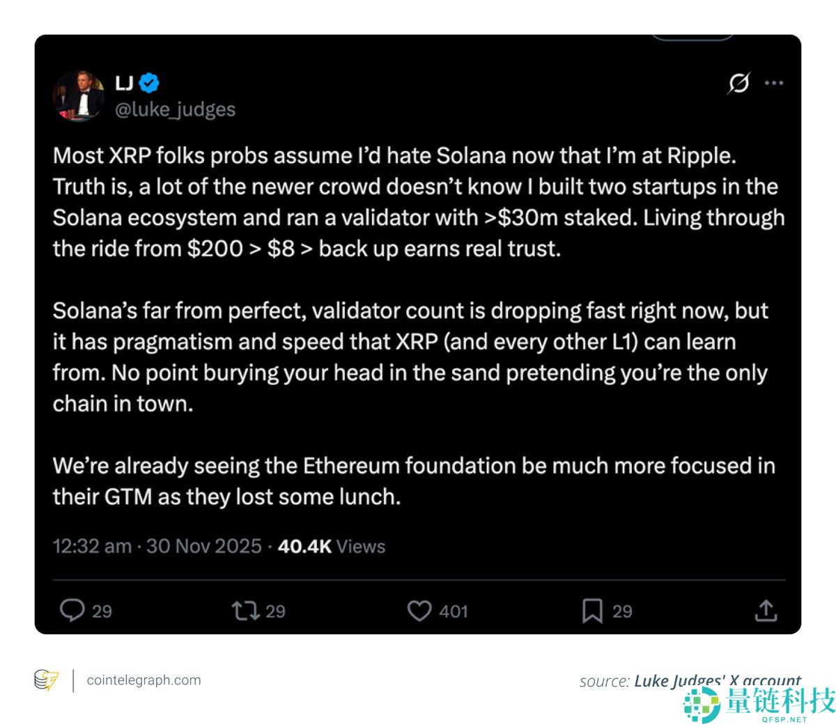 Ripple高管分析：瑞波币（XRP）需要采取类似 索拉纳币（Sol）的战略才能跟上步伐