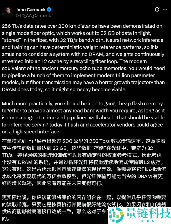 完全破解内存涨价 卡神、马斯克力推光纤内存:32TB/s带宽完秒一切