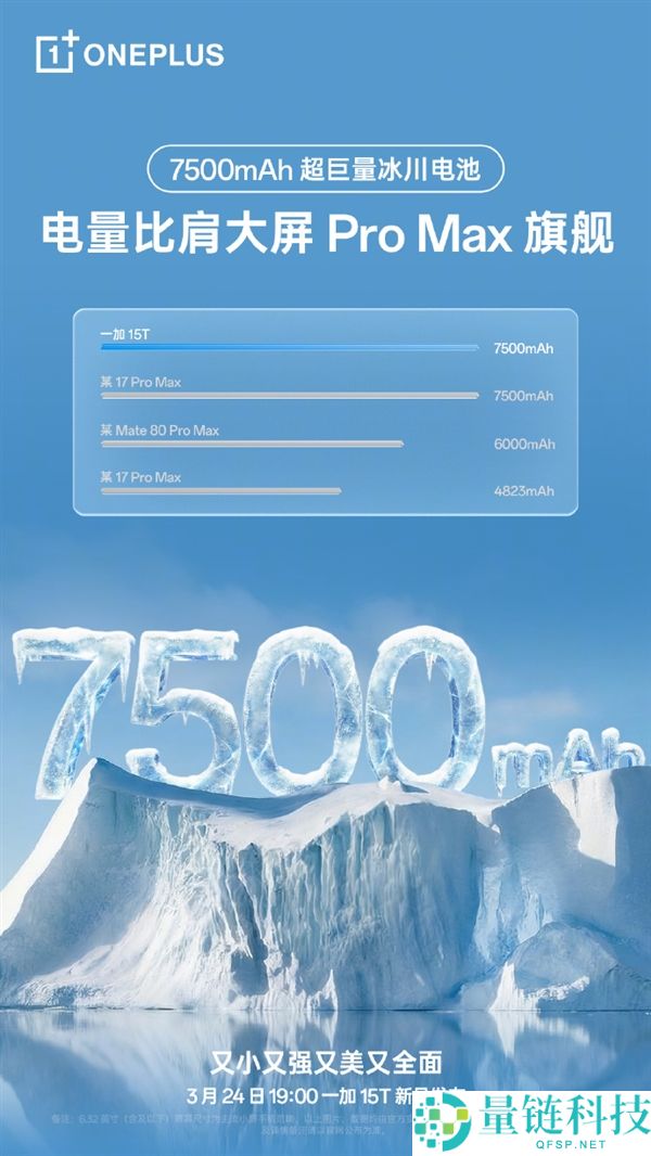 一加15T全球首发7500mAh超巨量冰川电池 李杰：断层碾压其他一切小屏