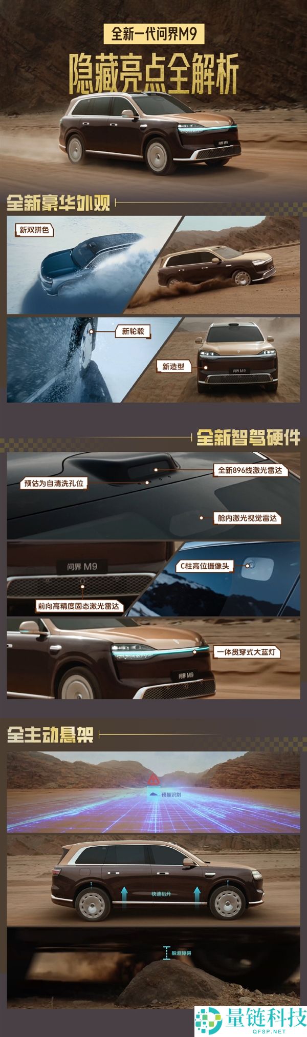 新款问界 M9 官图发布：首发 6 颗激光雷达，车身尺寸全面升级