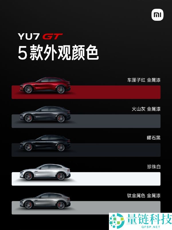 千匹性能怪兽！小米 YU7 GT 五款配色曝光，哪款最值得买？
