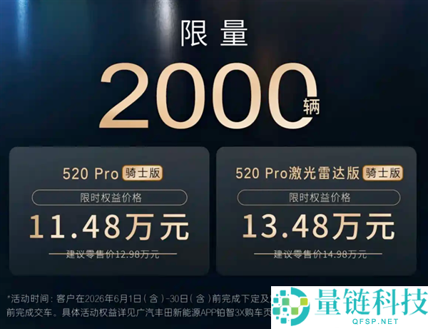 广汽丰田铂智3X骑士版上市:限量2000辆,起售价11.48万元