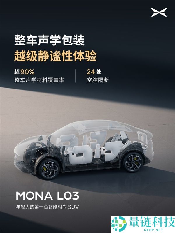 小鹏MONA L03配备20个扬声器与超1000W功放，超越30万级豪华车音质体验