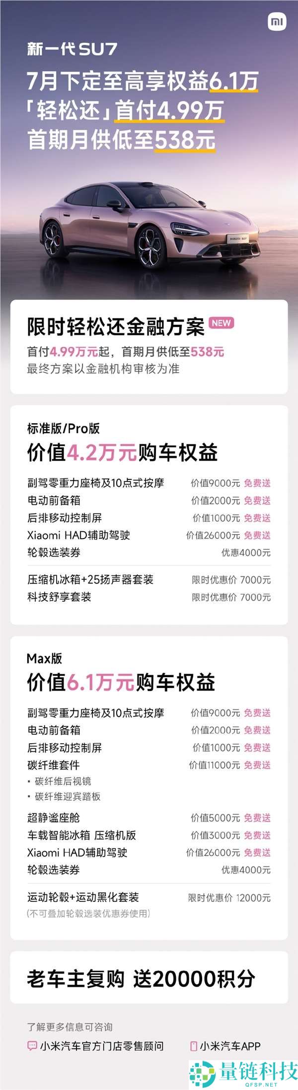 小米SU7新分期方案上线，首付4.99万，月供低至108元【最新优惠】