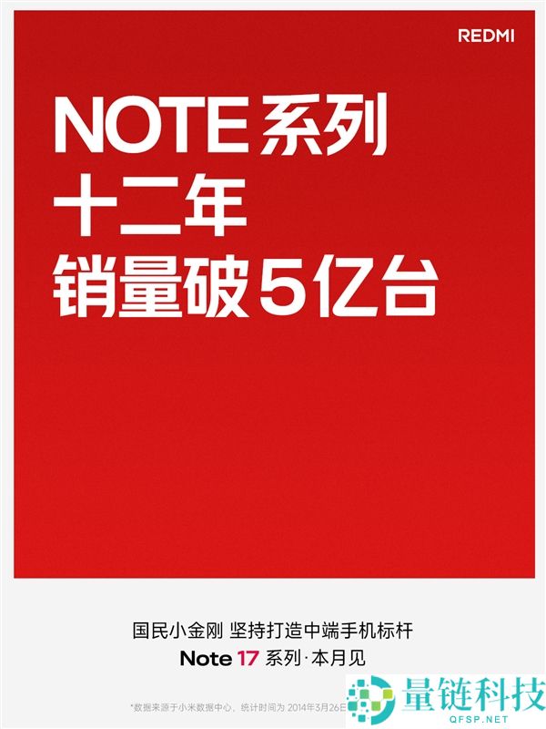 REDMI Note累计销量突破5亿台，新一代Note 17系列即将发布【详细信息】