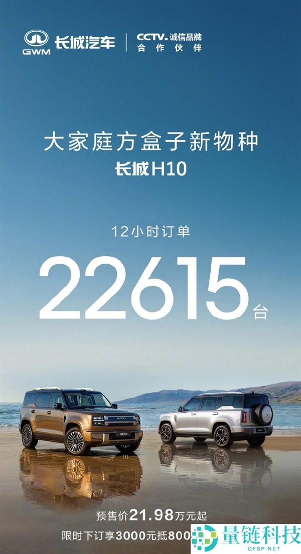 长城H10限时预售21.48万元起,12小时热销22615台!