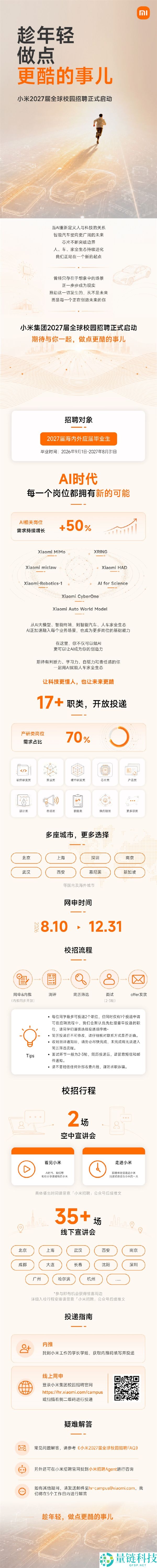 小米2027校招启动：AI岗位需求激增50%，17+类职位可供申请