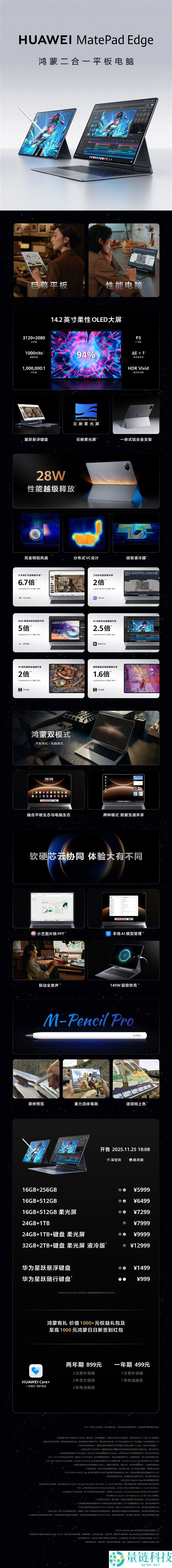5999元起,华为MatePad Edge二合一平板电脑发布：平板、电脑需要一机知足