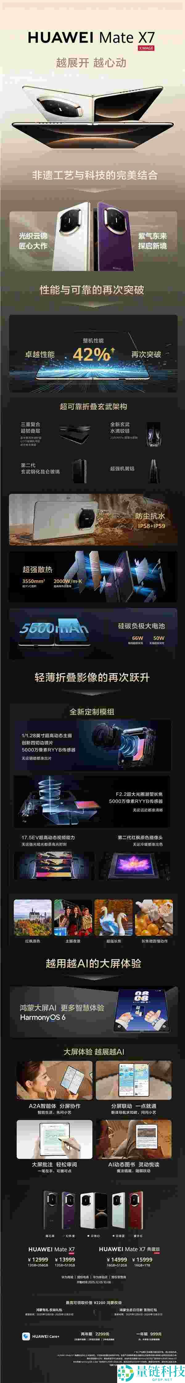 12999元起 一图认识华为Mate X7,首发20GB内存 最强折叠屏