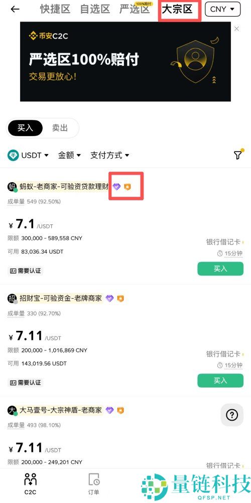 币安C2C购买加密货币教学:快捷区,自选区,严选区和大宗区有什么区别?如何选择?
