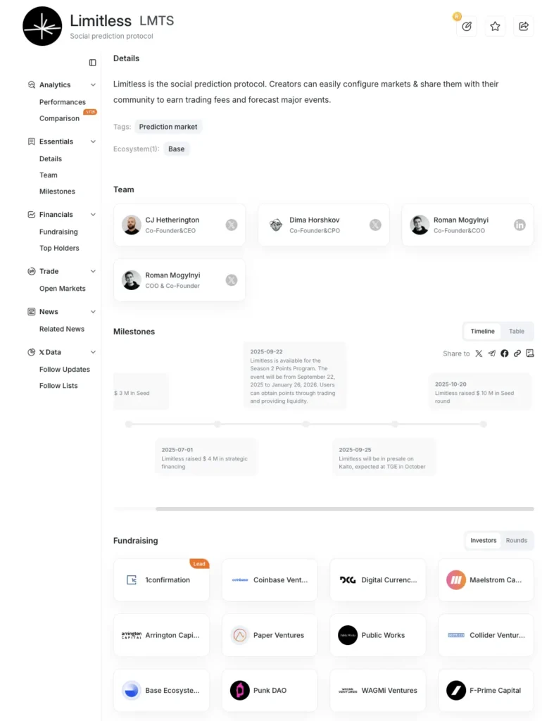 Limitless项目是什么？Limitless($LMTS)空投教程与详细解析