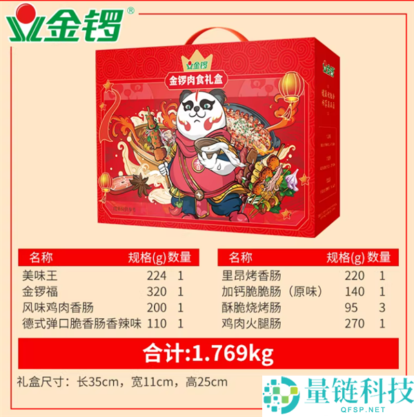 春节回家备一箱：金锣火腿肠礼盒34元3.5斤速囤（内含8款）