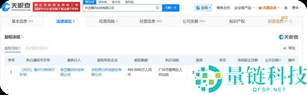 腾讯旗下公司所持499万股权被冰冻：期限为2年