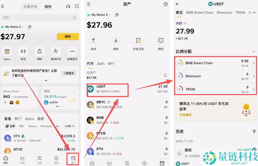 如何将BI安钱包的USDT转回BI安交易所？(BEP20、ERC20和TRC20链发送)