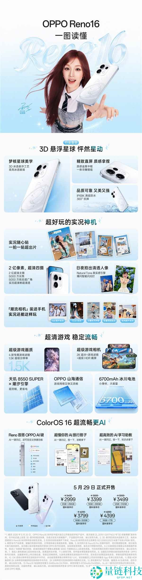 2999 元起！一图读懂 OPPO Reno16 系列：同档最强实况神机参数详解