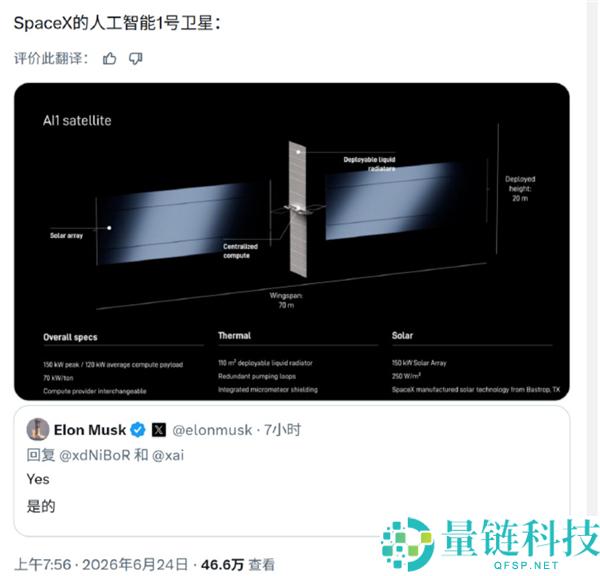 马斯克宣布Starmind太空AI算力项目：计划发射100万颗卫星入轨