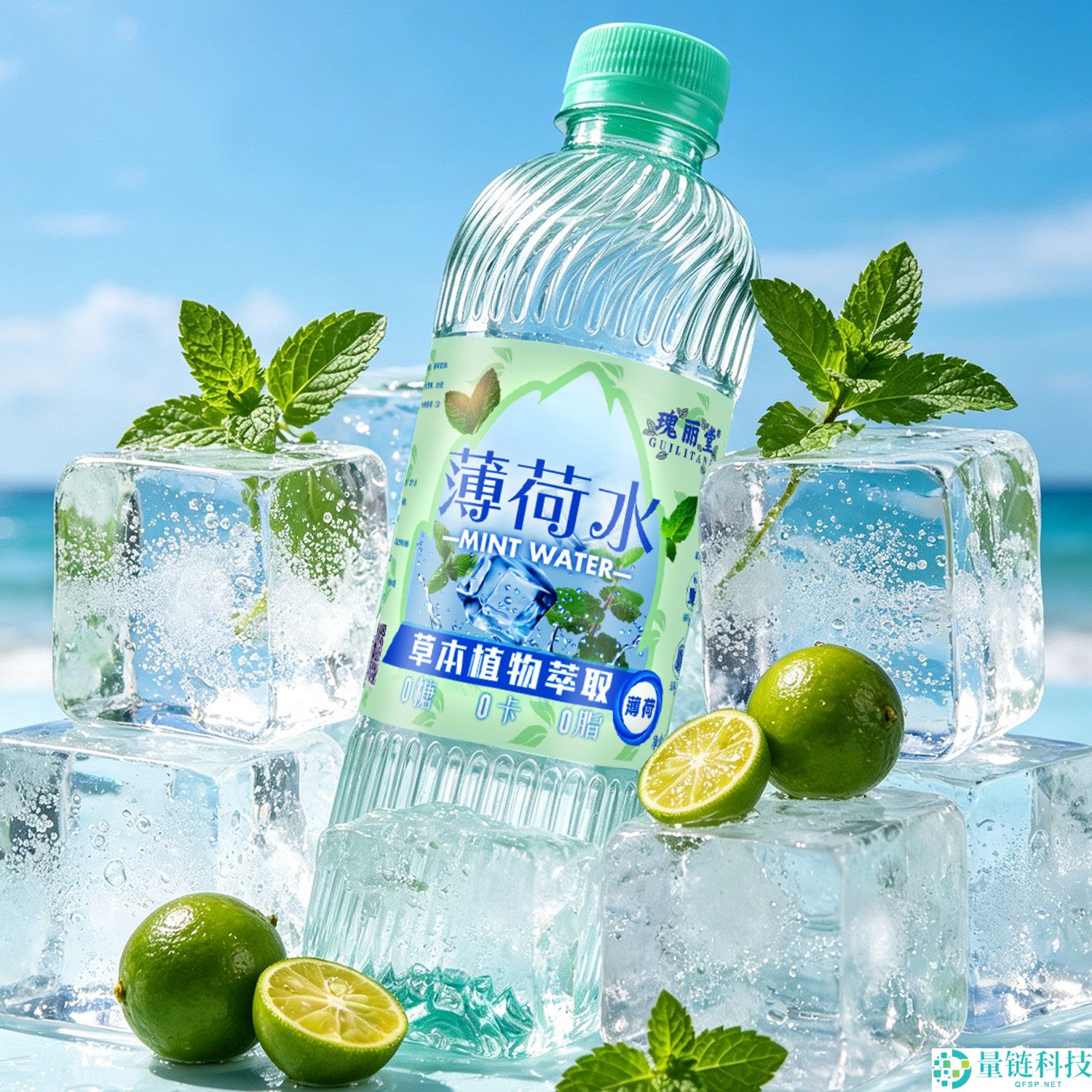无糖薄荷水8瓶仅需9.9元，进口清凉消暑必备绮丽堂产品！