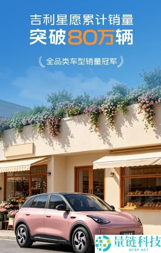 吉祥星愿累计销量突破80万辆，连续16个月霸榜A0级纯电车市场！