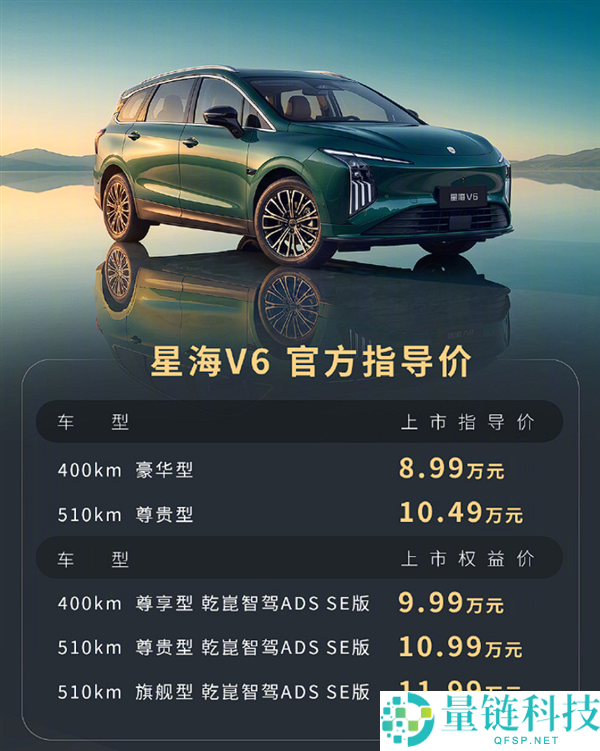 华为智驾首次突破10万，星海V6新车型上市，权益价仅9.99万起