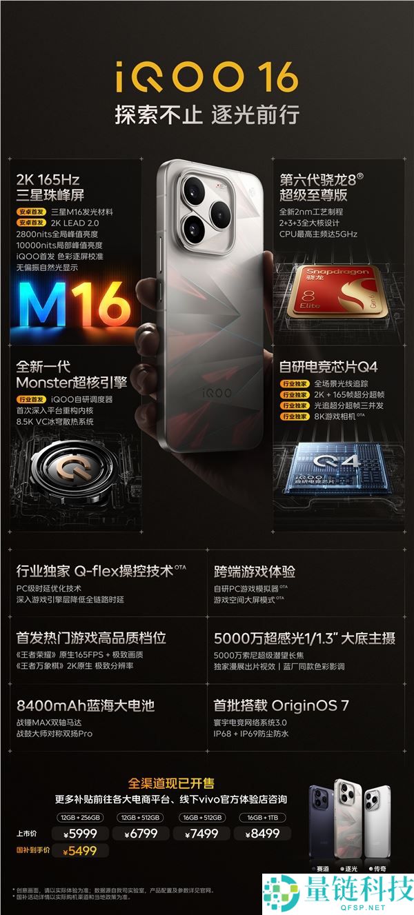 了解iQOO16：最强安卓旗舰手机，售价5999元起
