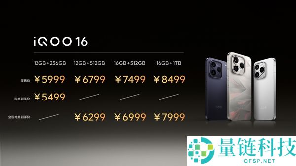 iQOO16发布：全球首发2K 165Hz三星屏，起售价5999元